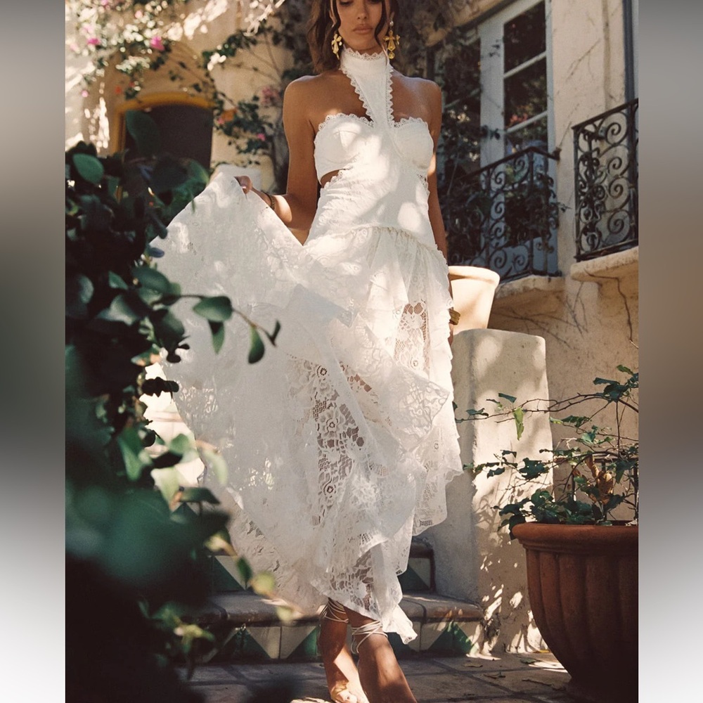 12th Tribe White Lace High Low Dress - Picture 5 of 6